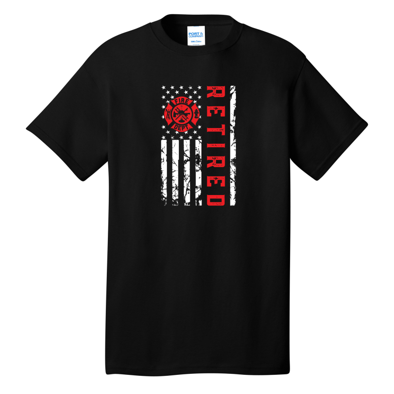 Retired Firefighter Thin Red Line Flag T-Shirt