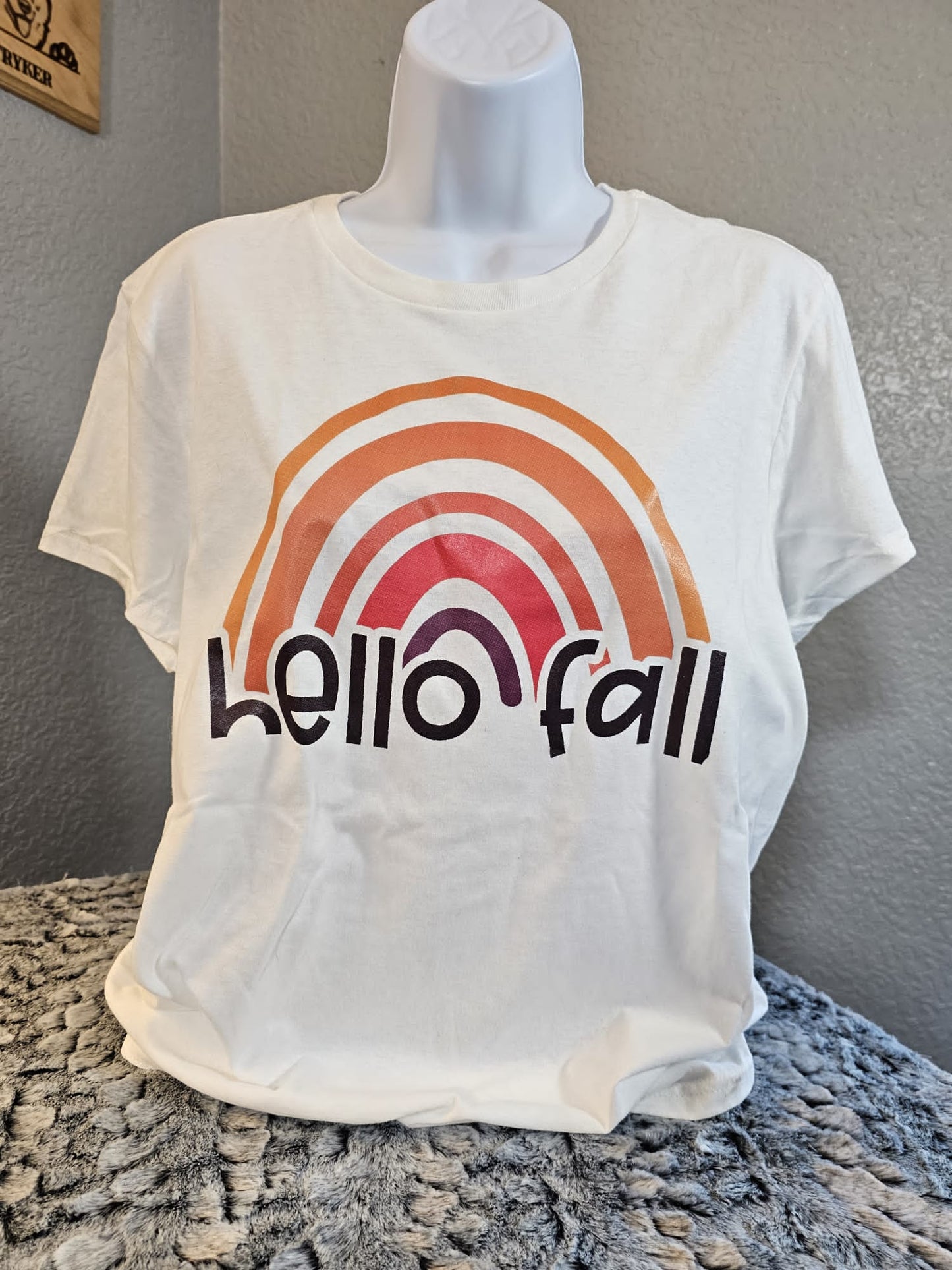 Hello Fall Rainbow White T-Shirt